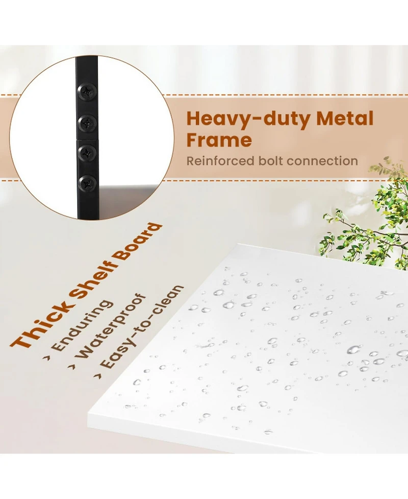 Gouun 5-Tier Narrow Bookcase with Storage Drawer and Metal Frame