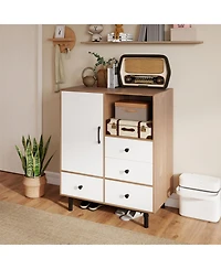 Gouun Mid-Century Modern Buffet Sideboard with 4 Drawers