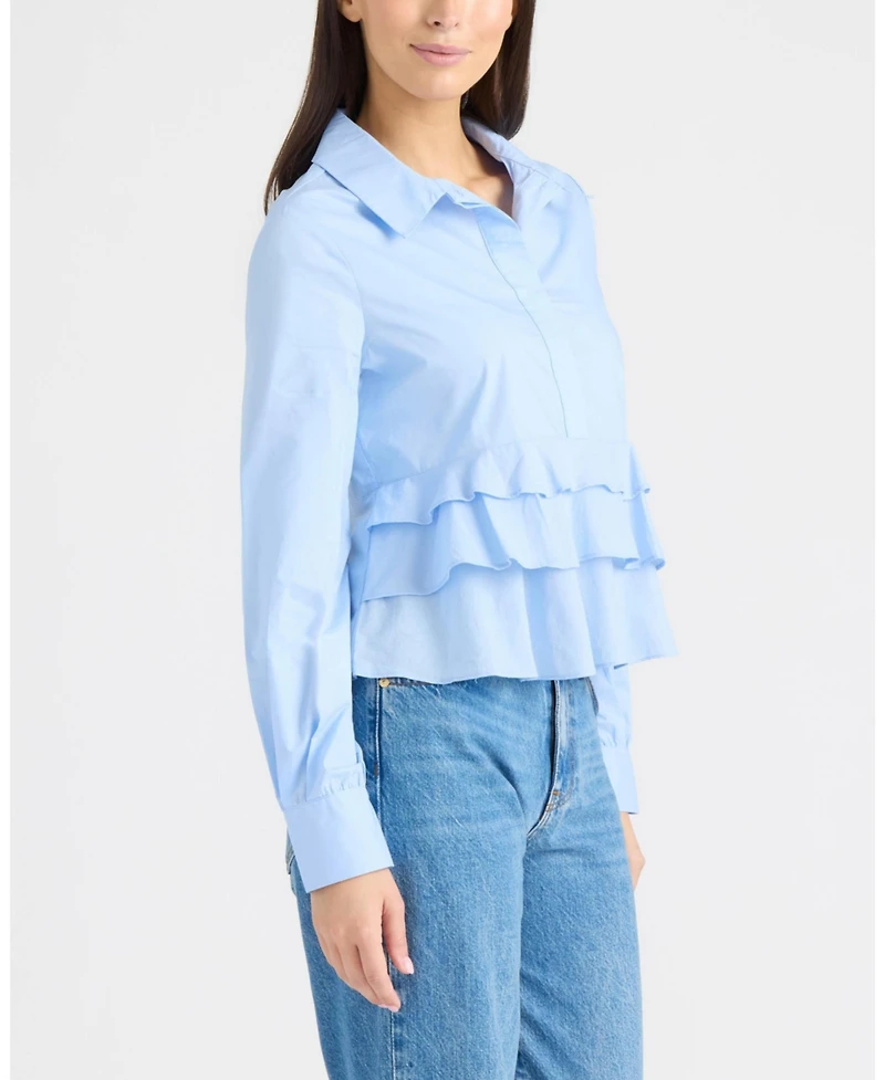 Ellen Tracy Women's Shirt with Ruffle Detail