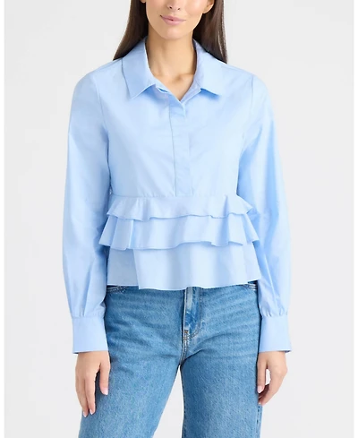 Ellen Tracy Women's Shirt with Ruffle Detail