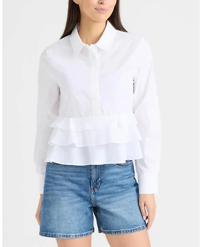 Ellen Tracy Women's Shirt with Ruffle Detail