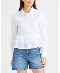 Ellen Tracy Women's Shirt with Ruffle Detail