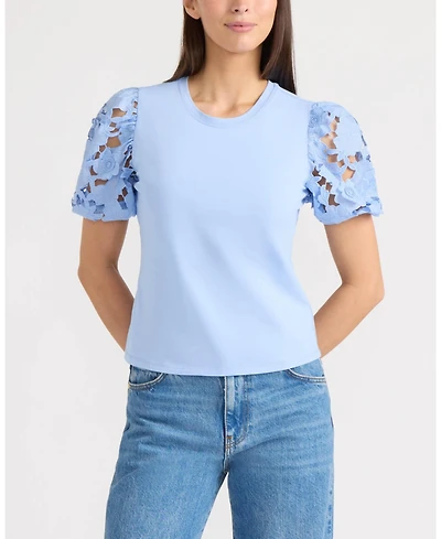 Ellen Tracy Women's Lace Sleeve Top