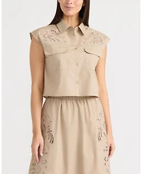 Ellen Tracy Women's Applique Embroidered Shirt