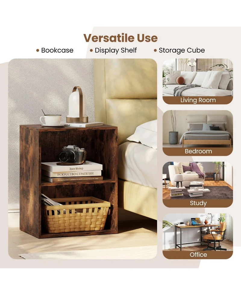 Gouun 2-Cube Floor Standing Open Bookshelf with Adjustable Shelf