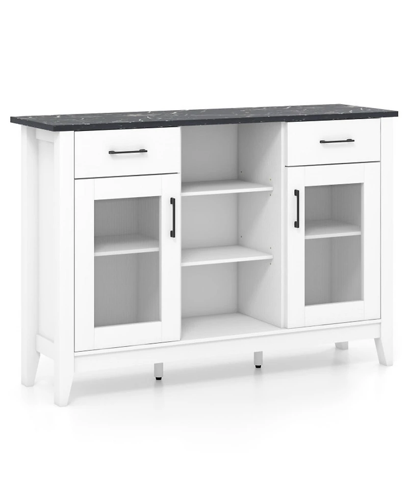 Gouun 52-Inch Sideboard Buffet Cabinet with Drawers and Adjustable Shelves