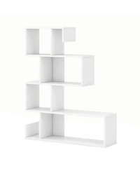 Gouun 5-Tier S-Shaped Geometric Bookshelf with Open Cubes