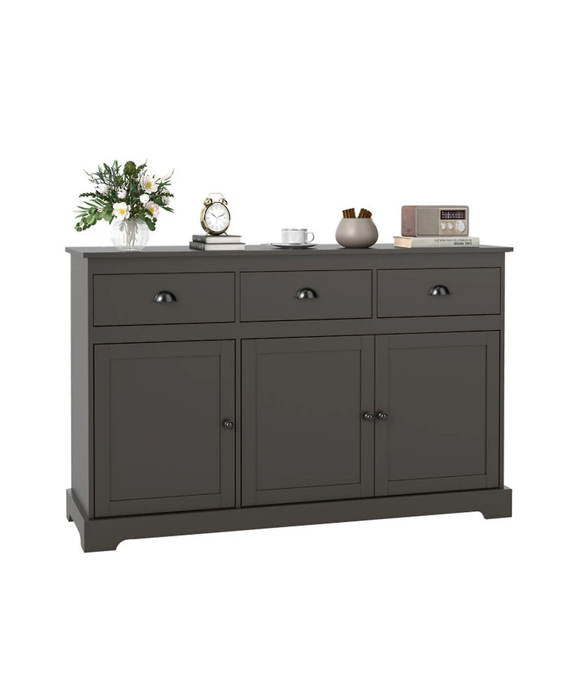 Gouun 3-Drawer Sideboard Buffet with Adjustable Shelves