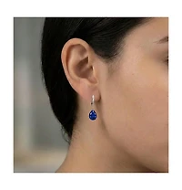 Sterling Silver Cubic Zirconia Teardrop Leaver back Earrings