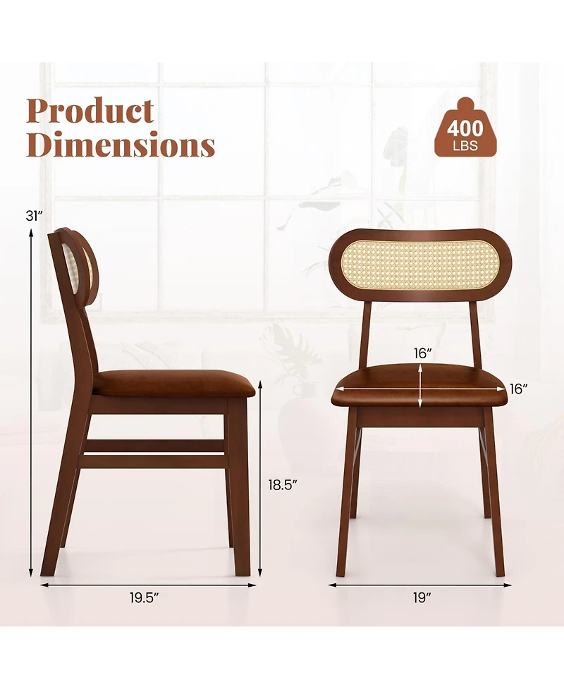 Slickblue Set of 2 Mid Century Wooden Dining Chairs for Indoor Use