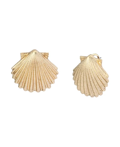 Steve Madden Gold Vintage Luxe Shell Stud Earrings