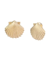 Steve Madden Gold Vintage Luxe Shell Stud Earrings