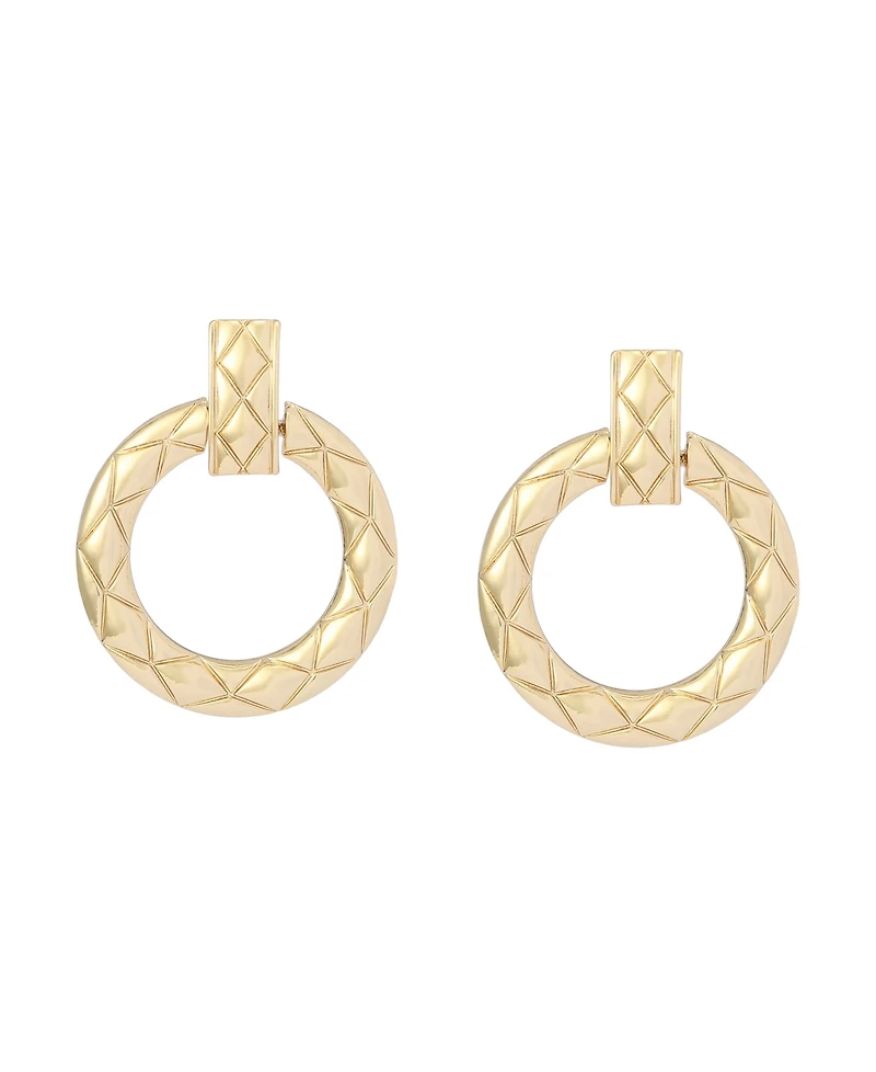 Steve Madden Gold Textured Doorknocker Earrings