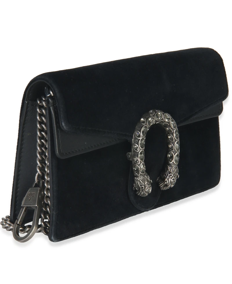 Pre-Owned Gucci Black Velvet Super Mini Dionysus Chain Bag