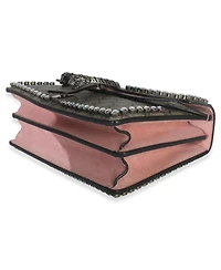 Pre-Owned Gucci Pink Beige Gg Supreme Canvas Crystal Small Dionysus Shoulder Bag