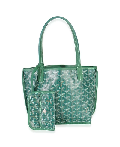 Pre-Owned Goyard Green Goyardine Canvas Reversible Mini Anjou