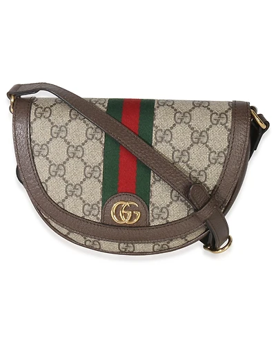 Pre-Owned Gucci Beige Gg Supreme Canvas Ophidia Gg Curved Flap Bag