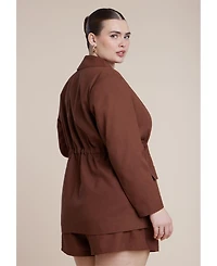 Eloquii Women's Drawstring Waist Linen Blazer