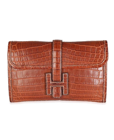 Pre-Owned Hermes Fauve Crocodile Niloticus Lisse Mini Jige Clutch