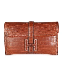 Pre-Owned Hermes Fauve Crocodile Niloticus Lisse Mini Jige Clutch
