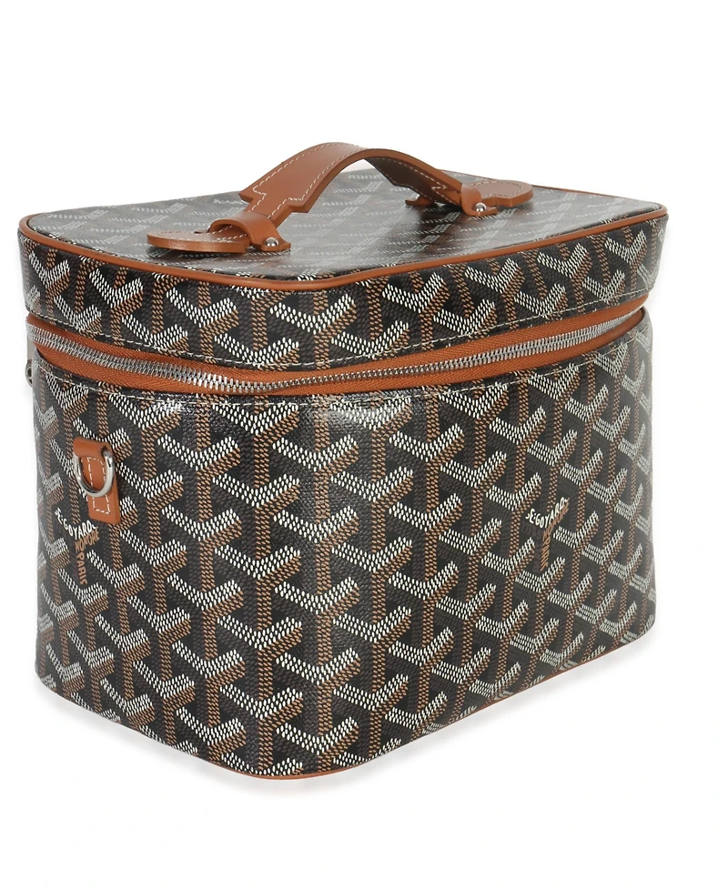 Pre-Owned Goyard Gold Black Goyardine Canvas Muse Vanity Case