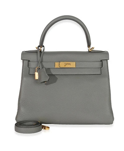 Pre-Owned HERMES Gris Meyer Clemence Kelly 28 Ghw