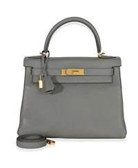Pre-Owned HERMES Gris Meyer Clemence Kelly 28 Ghw