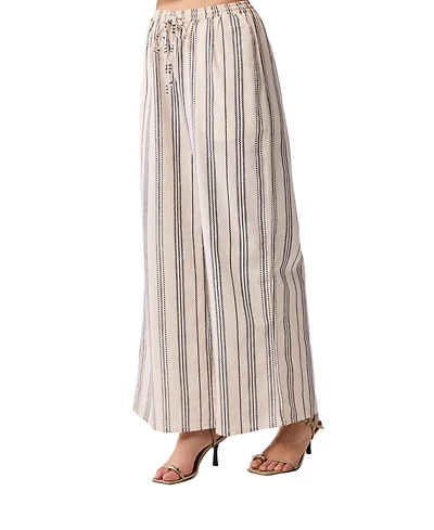 Reistor Women's Wide-leg Drawstring Pants in Stripes