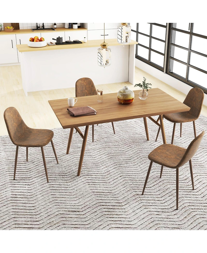 Slickblue Modern Kitchen Chairs Set of 4 Faux Pu Leather with Metal Legs