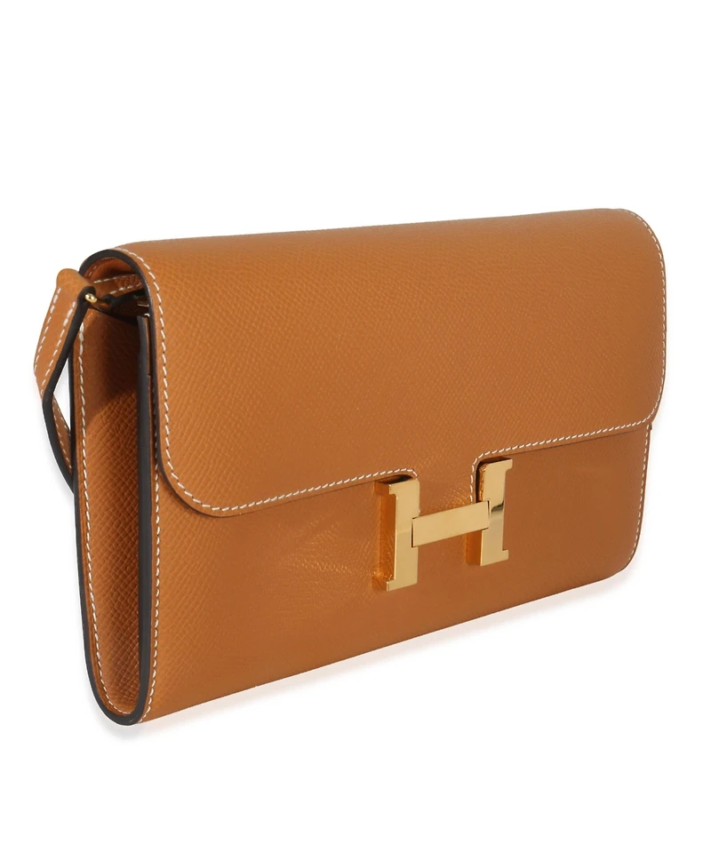 Pre-Owned Hermes Toffee Epsom Constance Long Wallet To Go Ghw