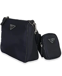 Pre-Owned Prada Navy Re-Nylon and Saffiano Leather Trim Shoulder Bag