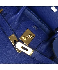 Pre-Owned HERMES Bleu Electrique Epsom Birkin 30 Ghw