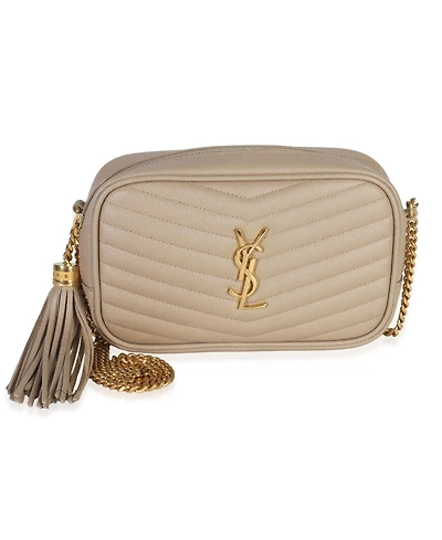 Pre-Owned Saint Laurent Beige Grain De Poudre Matelasse Mini Lou Camera Bag