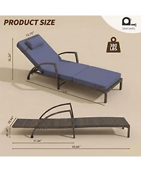 gaomon Set of 2 Patio Chaise Loungers, 5-Position Adjustable, All-Weather Rattan