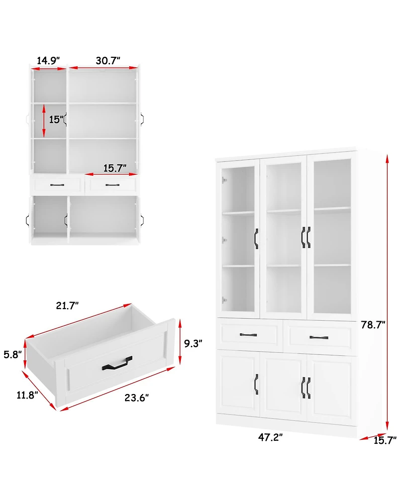 Homsee 8-Shelf Modern Bookcase with Drawers