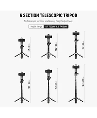 Neewer Selfie Stick with Detachable Bluetooth Remote Shutter, Lightweight Foldable Travel Tripod for iPhone, 360° Phone Holder Cold Shoe for YouT