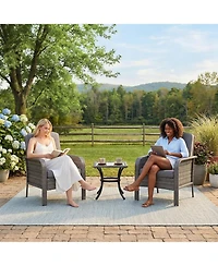 gaomon 2-Piece All-Weather Pe Wicker Patio Set with High Back Chairs and Cushions
