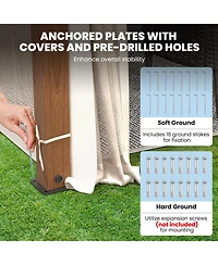 Gouun 12 x 10 ft Outdoor Patio Gazebo with Mesh Netting Two-Tier Vented Roof and Stakes