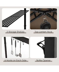 Gouun 11 x 5 ft Grill Gazebo with Extended Side Awning Double-Tier Vented Top and Shelves