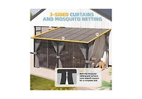 Aecojoy 16'x10' Wall Gazebo with Curtains and Mosquito Netting