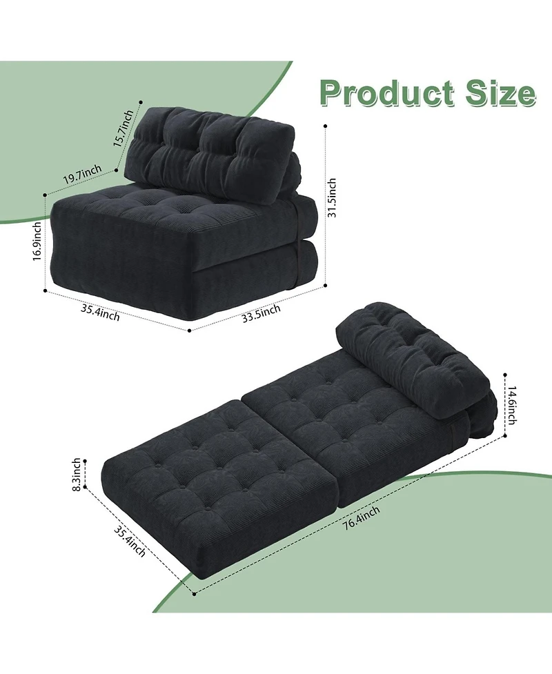gaomon Folding Sofa Bed, Floor Couch with Pillow, Futon Bed Convertible Sleeper Chair Foldable Mattress Back Support