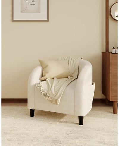 gaomon Accent Barrel Chair Boucle Club Chair Furry Sherpa Armchair Suitable for Living Room Bedroom Reception Room Office.