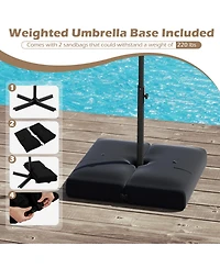 Gouun 10 ft Solar Led Offset Hanging Umbrella with 32 Lights Infinite Tilt and Weighted Base