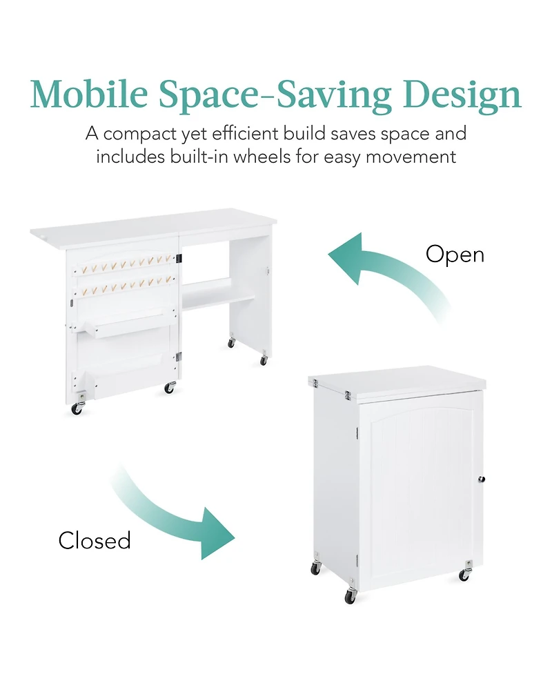 Best Choice Products Sewing Machine Table and Desk w/ Craft Storage and Trays