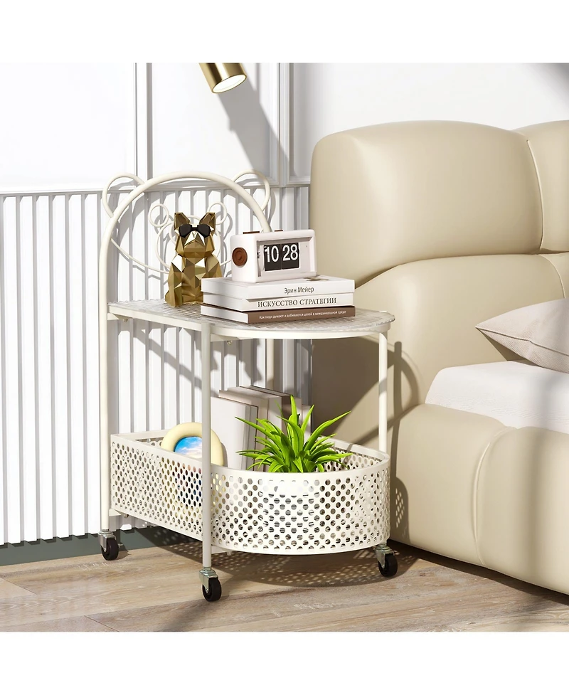 Slickblue Glass Coffee Table 2 Tier Mobile with Bear Design