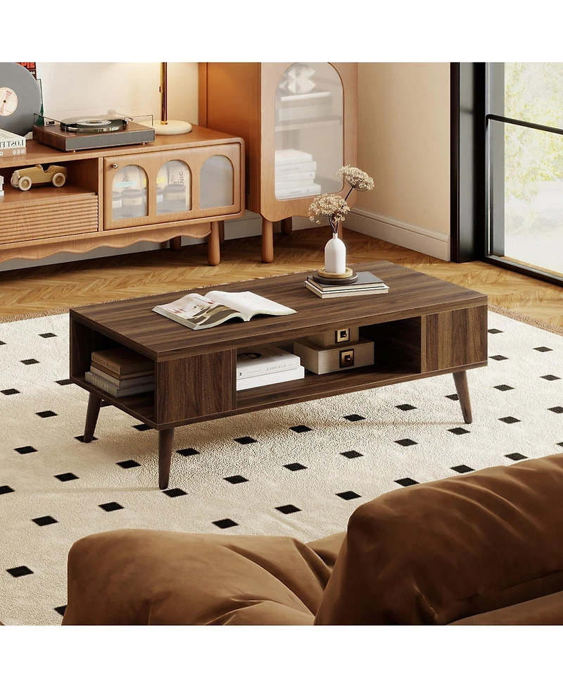 Slickblue Mid Century Coffee Table with Open Compartment