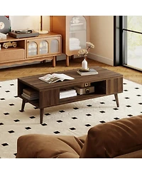 Slickblue Mid Century Coffee Table with Open Compartment