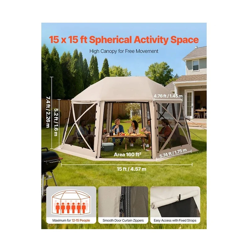 Slickblue Screen Tent Canopy Shelter for 12-15 People