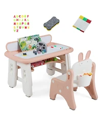 Slickblue Table and Chair Set for Kids with Flip-Top Bookshelf Storage