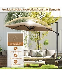Gouun 9 ft Cantilever Patio Umbrella with Double-Tier Vented Top and Sun-Protective Canopy